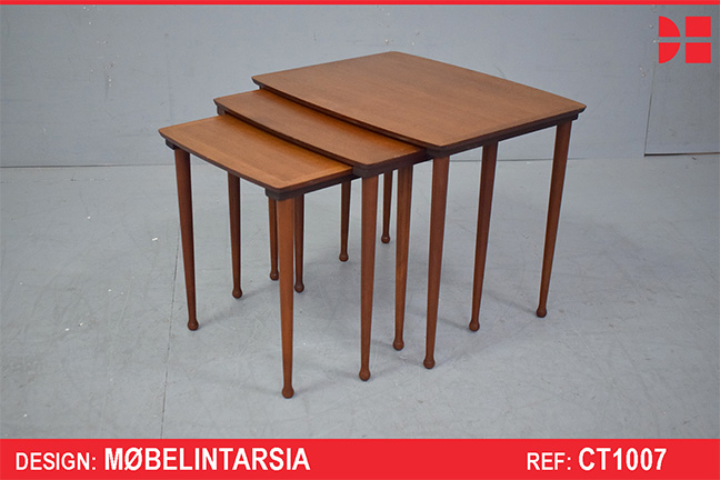 Vintage teak nest of 3 side tables | Mobelintarsia