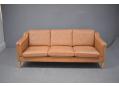 Tan colour / caramel colour Ox leather upholstered 3 seat sofa model EVA