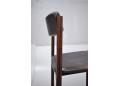 Rosewood framed dining chair with black leather upholstered seat & back rest.