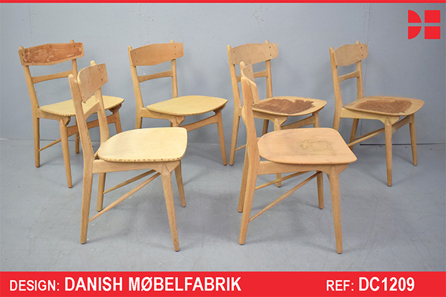 Set of 6 vintage oak frame dining chairs | 1960s Danish design