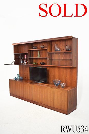 Large rosewood wall unit with built-in lights