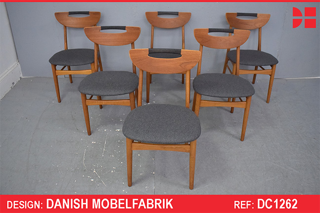 6 Vintage oak and teak frame dining chairs - NEW UPHOLSTERED