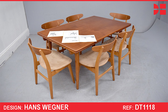 Hans Wegner vintage dining table in teak and oak | Model AT312 