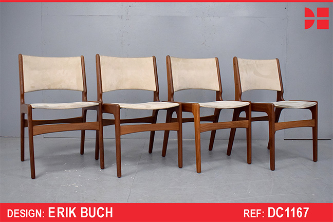 Set of 4 vintage dining chairs designed by Erik Buch | Model 38