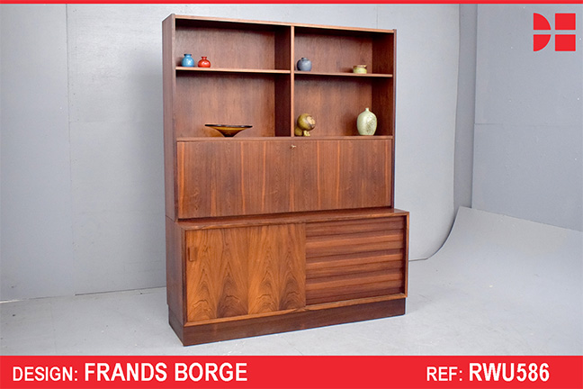 Vintage rosewood wall unit with drop front cabinet | Frands Borge