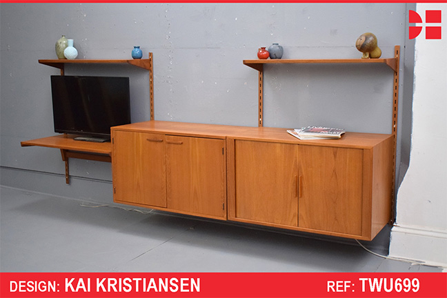 Modular teak 3-bay FM System by Kai Kristiansen