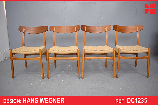Vintage beech CH23 dining chairs design by Hans Wegner | Set of 4