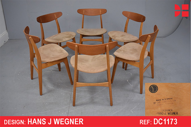 Hans J Wegner design 6 x CH30 dining chairs - Vintage oak 