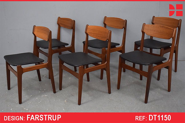 Vintage teak set of 6 dining chairs made by Farstrup Stolefabrik