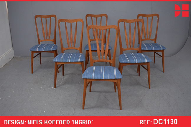 Set of 6 teak dining chairs modell INGRID by Koefoeds Mobelfabrik