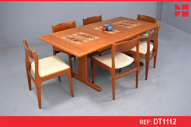 1980's Tile top dining table in teak 