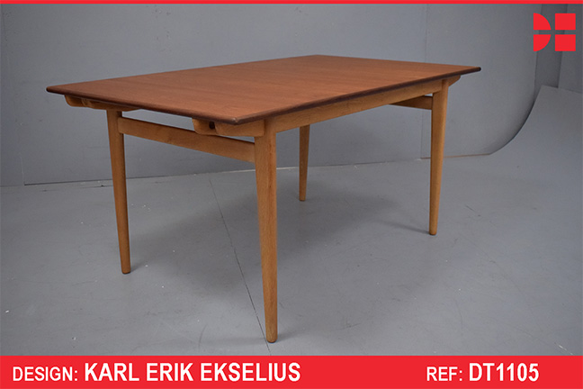 Extendable vintage teak & oak dining table - Karl Erik Ekselius