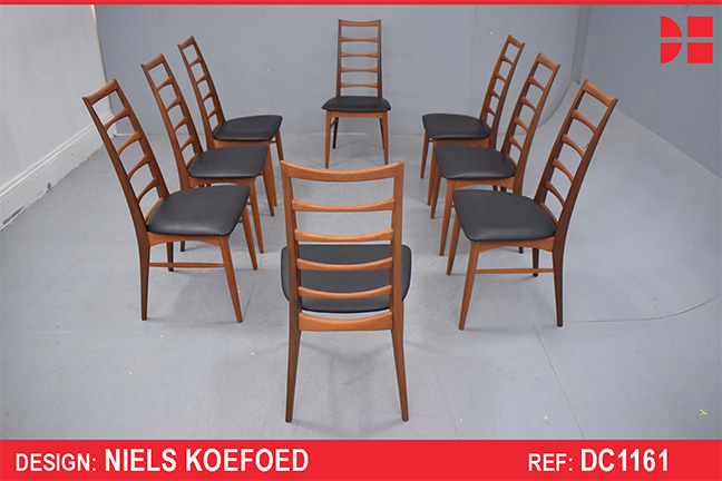 Niels Koefoed high back teak dining chairs model LIS