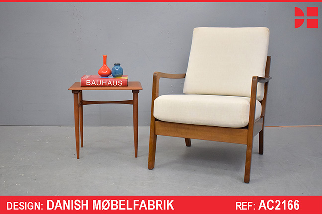 Midcentury design beech frame armchair by Danish Mobelfabrik