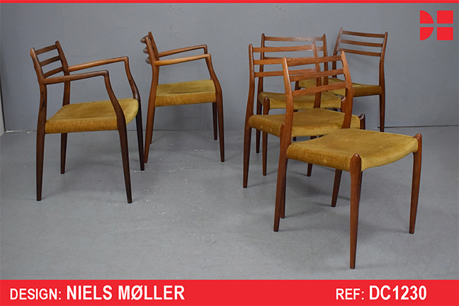 Set of 6 Niels Moller vintage rosewood dining chairs | Model 62 & 78