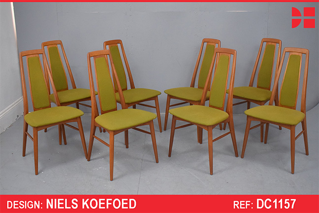 Niels Koefoed design high back vintage teak dining chairs model EVA 