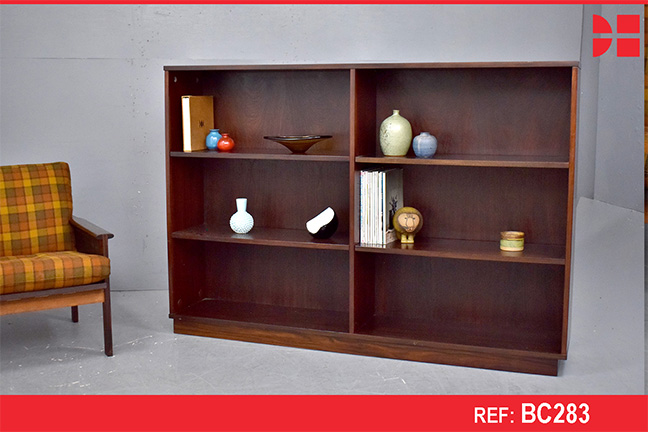 Double fronted bookcase in vintage rosewood with adjustable shelving