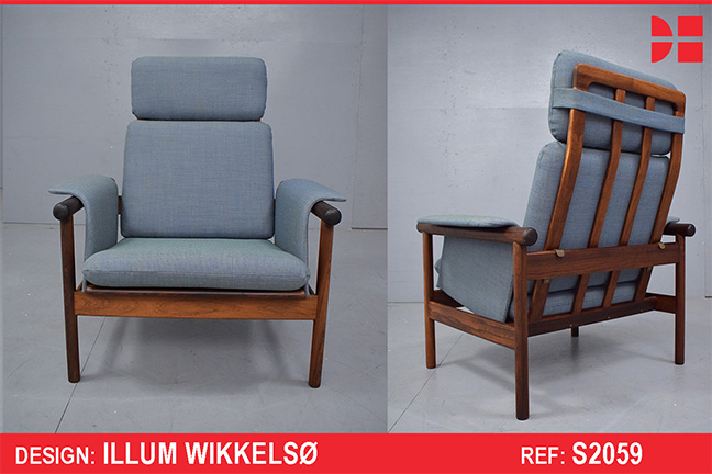 Illum Wikkelso design - Rare vintage rosewood high back armchair  - model WIKI