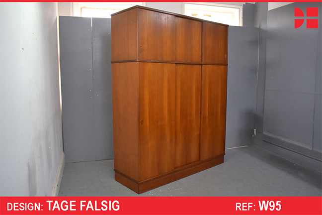 Vintage teak 3 door wardrobe produced by Baekmarksbro Mobelfabrik