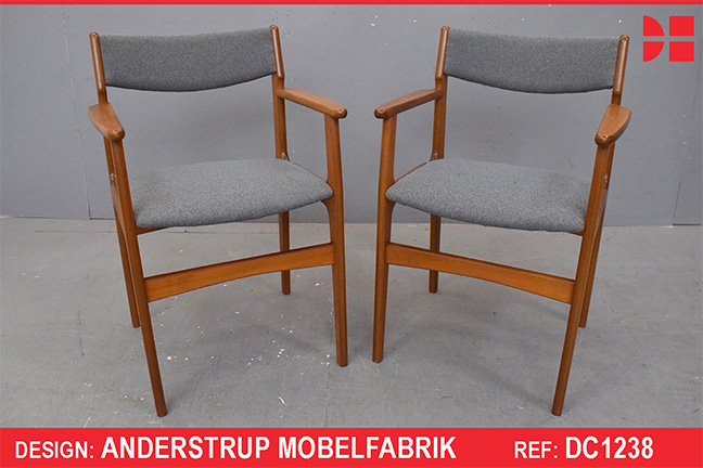 Vintage teak framed carver dining chair - New upholstered