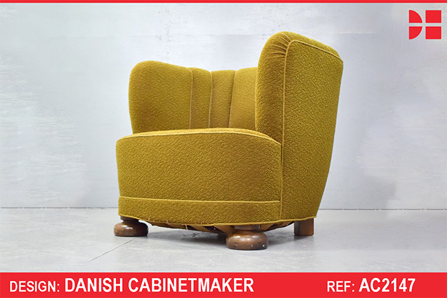 Antique club armchair in original moquette upholstery