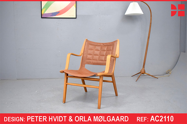 Vintage Model AX beech ply armchair designed by Peter Hvidt & Orla Molgaard