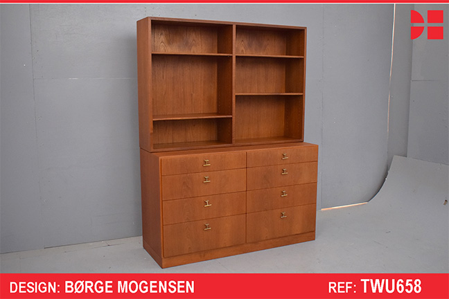 Borge Mogensen vintage teak 8 drawer chest with bookcase