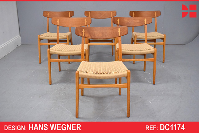 Hans Wegner design CH23 dining chairs in beech and teak | Set of 6