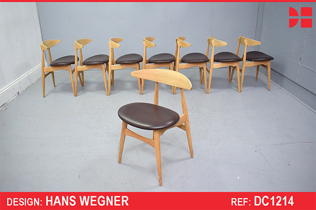 Set of 8 RARE model CH33 dining chairs by Hans J Wegner