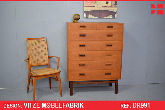 Vitze Mobelfabrik large teak chest of 7 drawers
