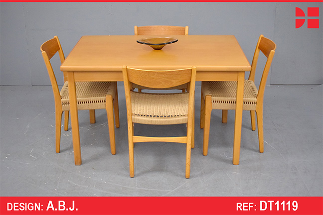 Beech dining table extending with 2 draw leaves | ABJ