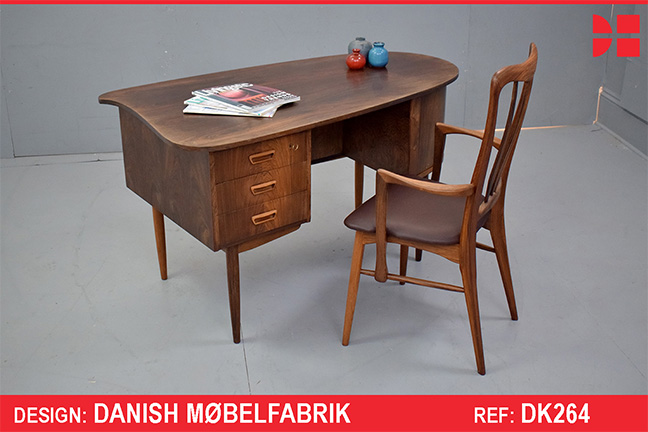 Rosewood writing desk with asymmetric top | Danish Mobelfabrik