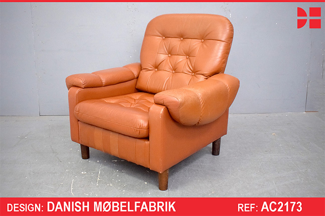 Vintage armchair in terracotta leather produced 1970s by Danish Mobelfabrik