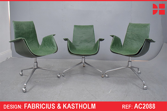 Vintage desk chair in green leather - Fabricius & Kastholm design