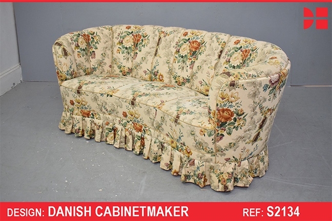 Curved frame kidney sofa in floral upholstery | Danish Cabinetmaker