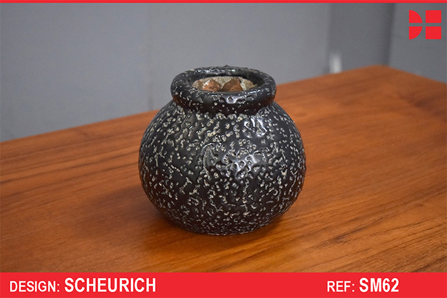 Small round black & grey vase by Scheurich