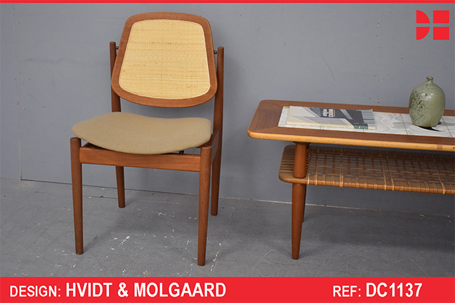 Vintage teak dining chair with back panel back rest - Arne Vodder