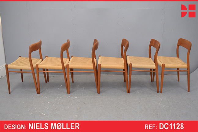 6 vintage teak Niels Moller design dining chairs | Model 75