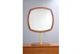 teak dressing mirror on pivoting brass base