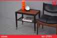 Vintage rosewood and black laquered side table on wheels - view 1