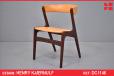 Vintage teak frame dining chair with orange vinyl upholstery - view 1