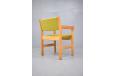 midcentury oak frame armchair in light green upholstery produced by Getama