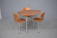 Arne Jacobsen design EGG table and ANT chairs in vintage teak for sale