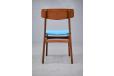 Vintage teak frame dining chair with blue woven upholstery - view 9