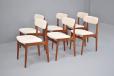 Vintage Danish design dinign chairs in teak with new boucle upholstery for sale