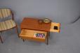 Vintage teak sewing table with multiple drawers - view 11