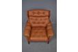 Large highback wingchair in original OX leather upholstery