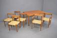 Model 473 dining table with rosewood inlay corners and 6 x matching dining chairs produced 1965 by BRAMIN