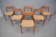 Refurbished vintage teak dining chairs model 75 designed by Niels Moller - set of 6