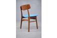 Vintage teak frame dining chair with blue woven upholstery - view 10